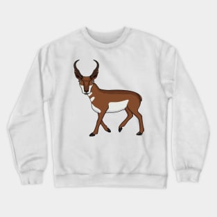 Pronghorn antelope cartoon illustration Crewneck Sweatshirt